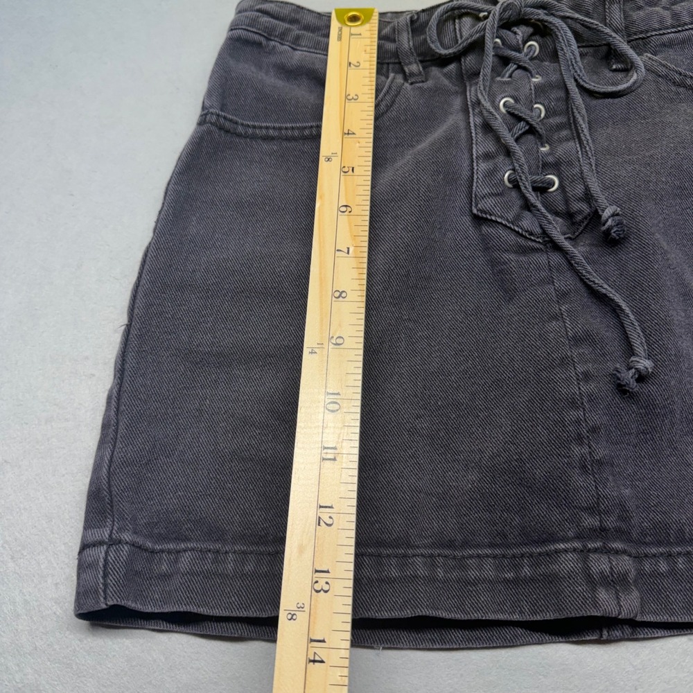 Kendall & Kylie Womens Black Denim Lace Up Front Mini Skirt Size 25 100% Cotton - Picture 5 of 6